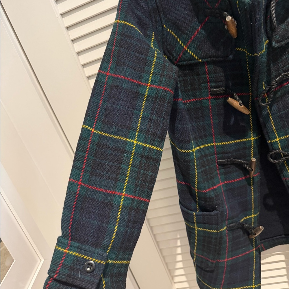 Rugby Ralph Lauren Plaid Pea Coat - Black, Red, Yellow, Green - Picture 4 of 5